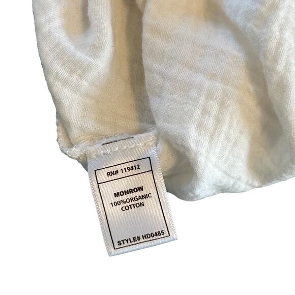 Monrow Gauze Cotton Henley Halter Collared Button Sleeveless Dress White Small - Picture 12 of 14